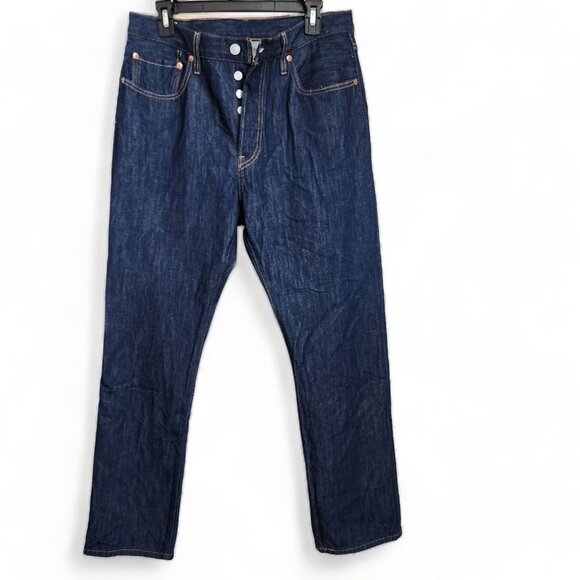 Levi's 501 Premium Big E Jeans Women's‎ W32 L30 (28") Dark Blue Button Fly - Picture 1 of 16